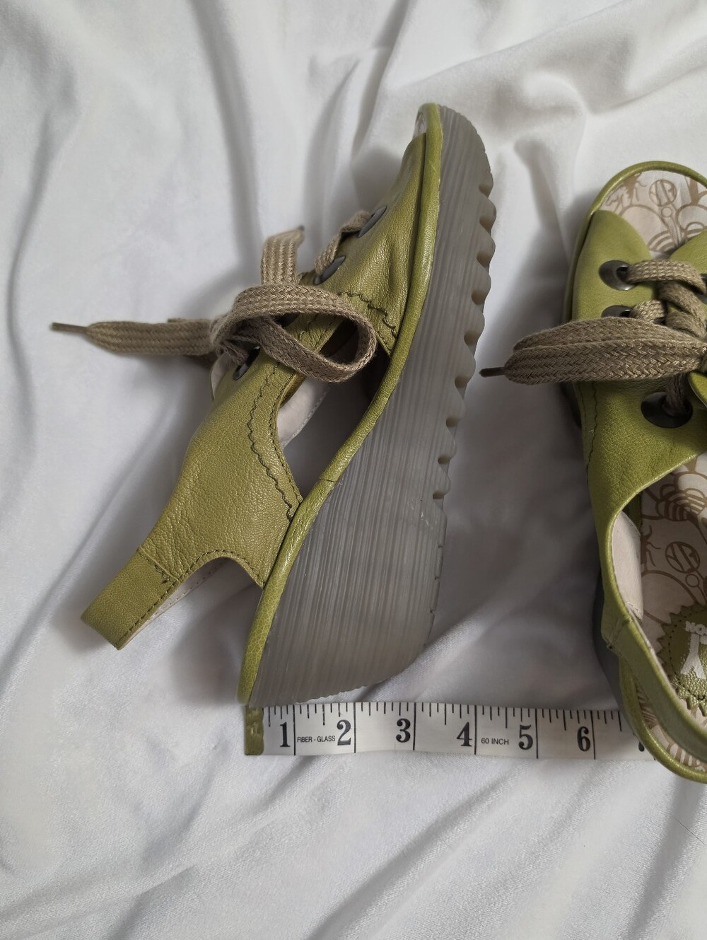Fly London Women's Size 40 EUR US Size 9 Green Ylfa Wedge Tie Up Sandals Leather - Picture 9 of 9